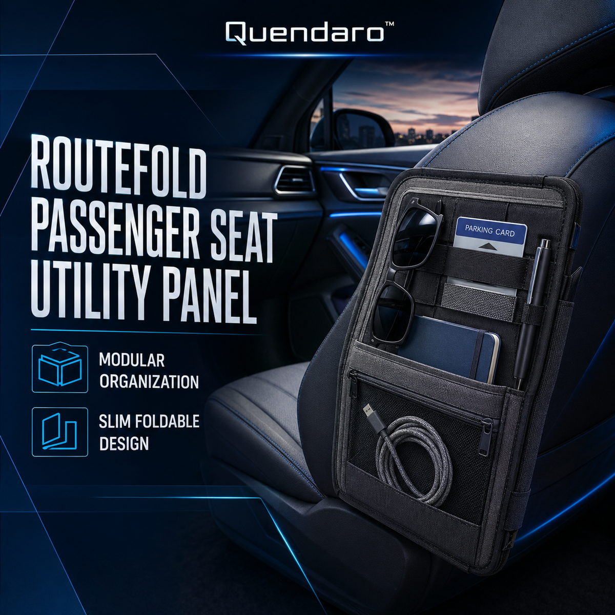Quendaro™ RouteFold™ Passenger Seat Utility Panel